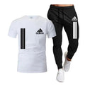 Terno esportivo casual masculino de manga curta, conjunto de duas peças, camiseta e calça, moda primavera/verão 2025