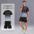 Roupas de ginástica masculinas, camiseta de seda gelada de manga curta, secagem rápida, conjunto esportivo de verão para basquete, corrida matinal, shorts de treino