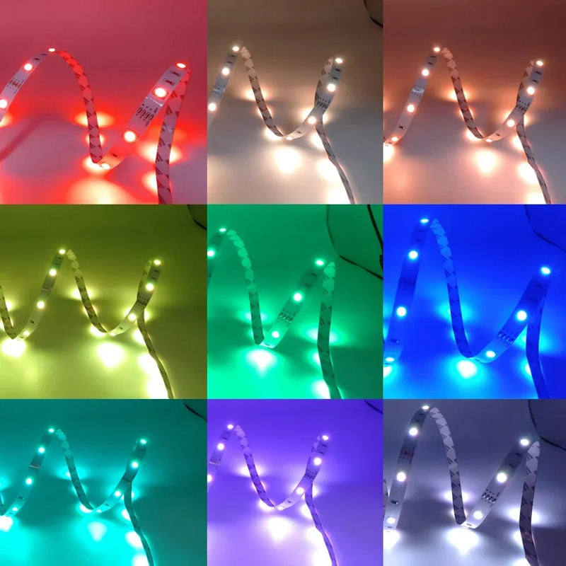 Fita de LED inteligente 5050 RGB USB 5V Bluetooth com controle remoto por aplicativo LED, diodo flexível, lâmpada de fita para TV, luz de fundo para festivais