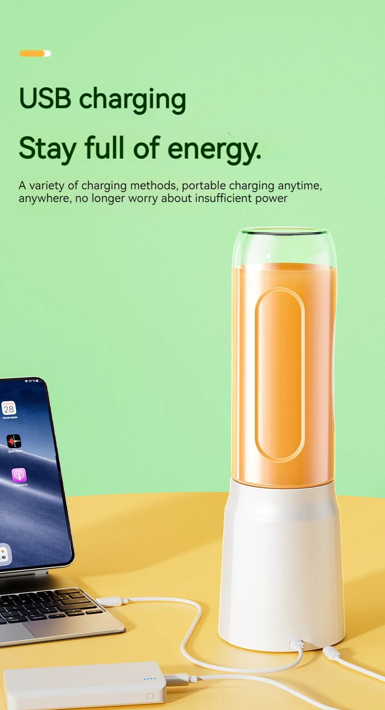 Mini Liquidificador Portátil 10 Lâminas – Sem Fio, Recarregável e Tritura Gelo e Frutas