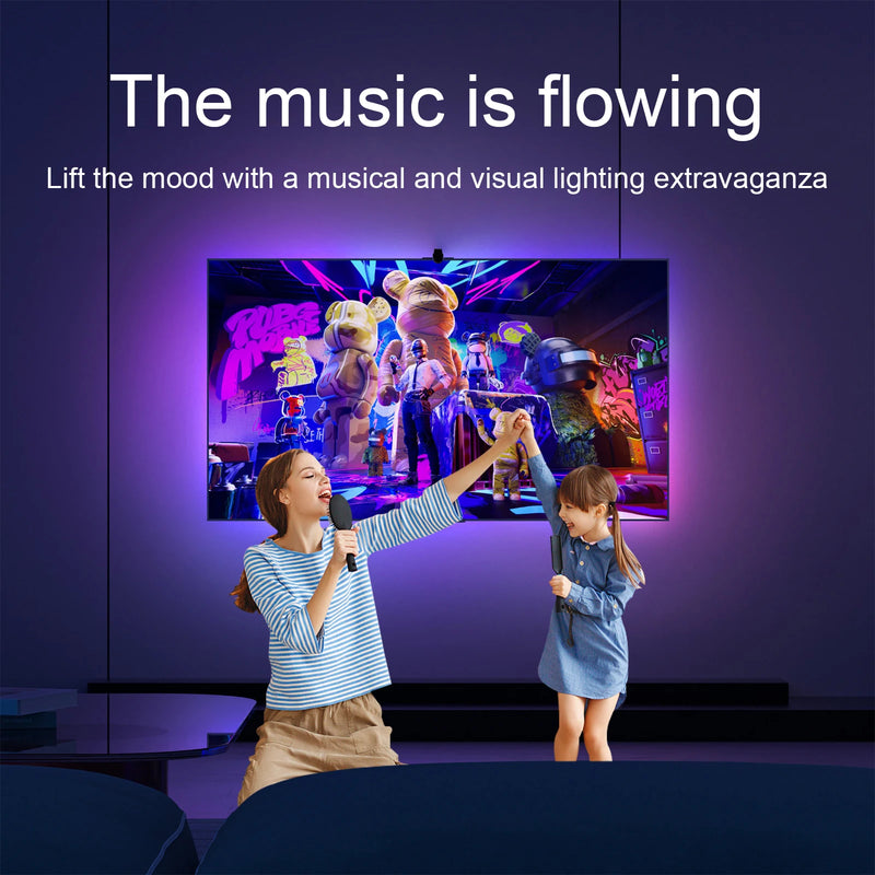 Fita LED RGB com Câmera para TV – Luz de Imersão Inteligente 3M a 5M com Efeitos Dinâmicos para Sala