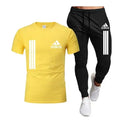 Terno esportivo casual masculino de manga curta, conjunto de duas peças, camiseta e calça, moda primavera/verão 2025