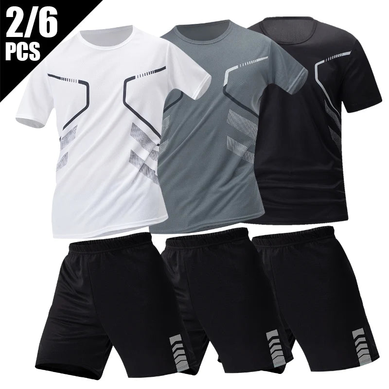 Pacote com 2/6 shorts masculinos plus size de secagem rápida, manga curta, terno masculino, lazer, esportes, corrida, fitness, camiseta, shorts coringa, adolescente