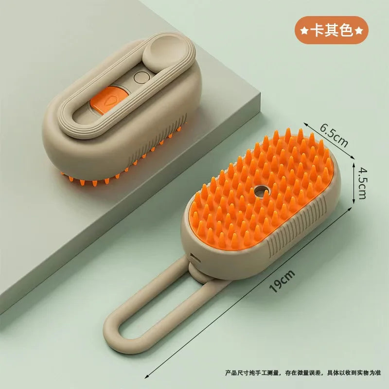 Escova elétrica para massagem e tosa de animais de estimação, escova a vapor para gatos e cachorros, escova elétrica 3 em 1 para massagem e escovas de massagem