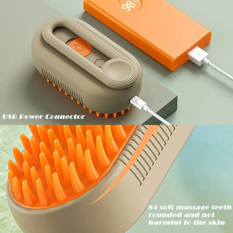 Escova elétrica para massagem e tosa de animais de estimação, escova a vapor para gatos e cachorros, escova elétrica 3 em 1 para massagem e escovas de massagem