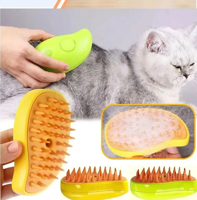 Escova elétrica para massagem e tosa de animais de estimação, escova a vapor para gatos e cachorros, escova elétrica 3 em 1 para massagem e escovas de massagem