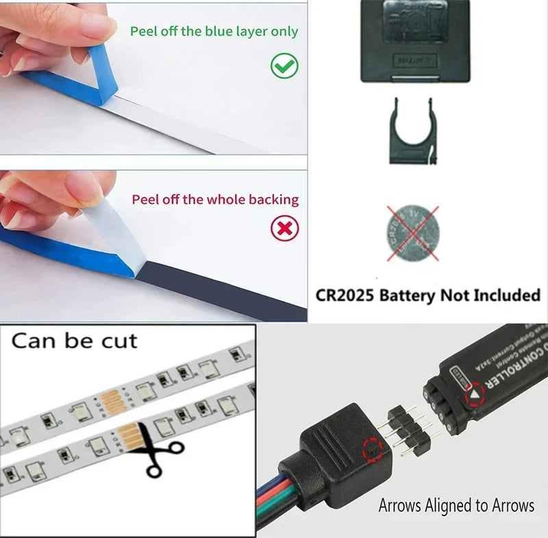Fita de LED inteligente 5050 RGB USB 5V Bluetooth com controle remoto por aplicativo LED, diodo flexível, lâmpada de fita para TV, luz de fundo para festivais