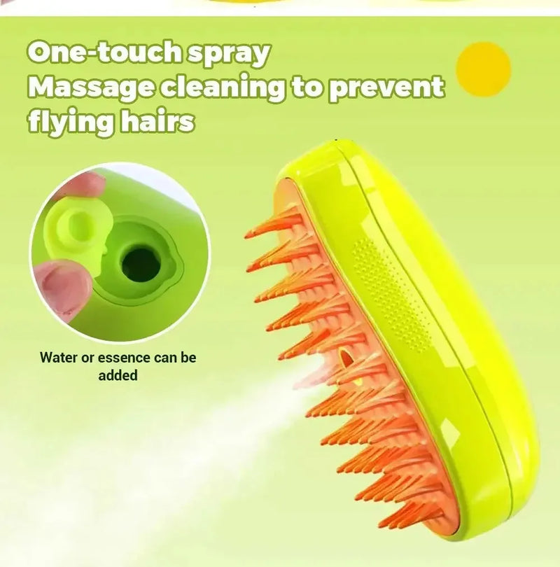 Escova elétrica para massagem e tosa de animais de estimação, escova a vapor para gatos e cachorros, escova elétrica 3 em 1 para massagem e escovas de massagem