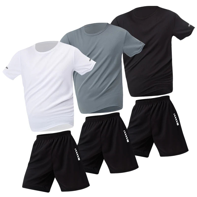 Pacote com 2/6 shorts masculinos plus size de secagem rápida, manga curta, terno masculino, lazer, esportes, corrida, fitness, camiseta, shorts coringa, adolescente