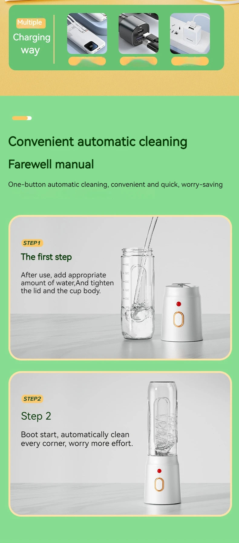 Mini Liquidificador Portátil 10 Lâminas – Sem Fio, Recarregável e Tritura Gelo e Frutas